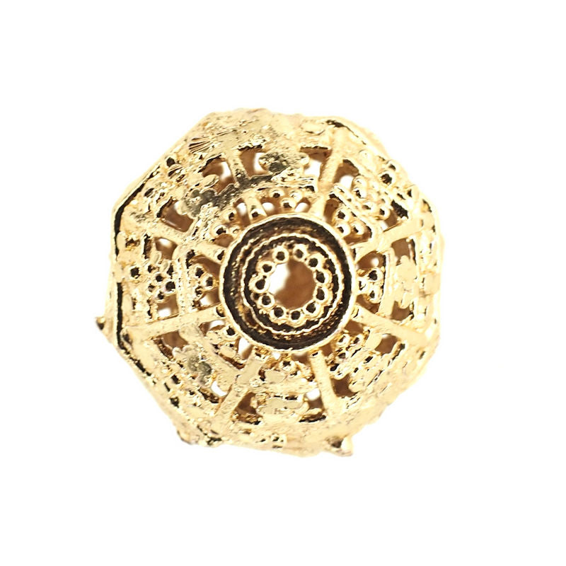 15 mm gold-plate filigree bead