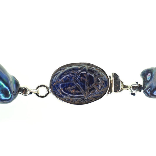 Dark peacock pearl necklace