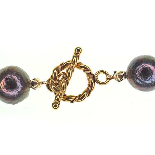 12 mm gray peacock pearl necklace