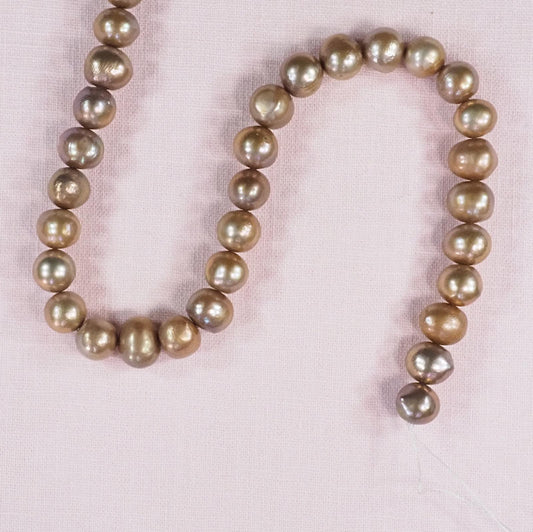 10 mm light gold-pink rondelle pearls