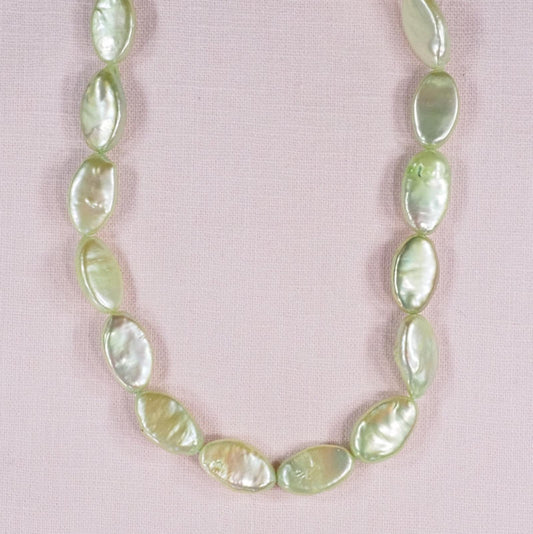 18 mm oval mint green pearls