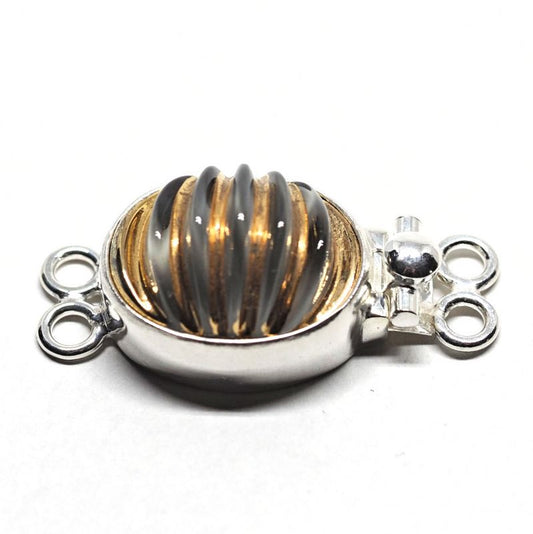 Blue fluted glass clasp
