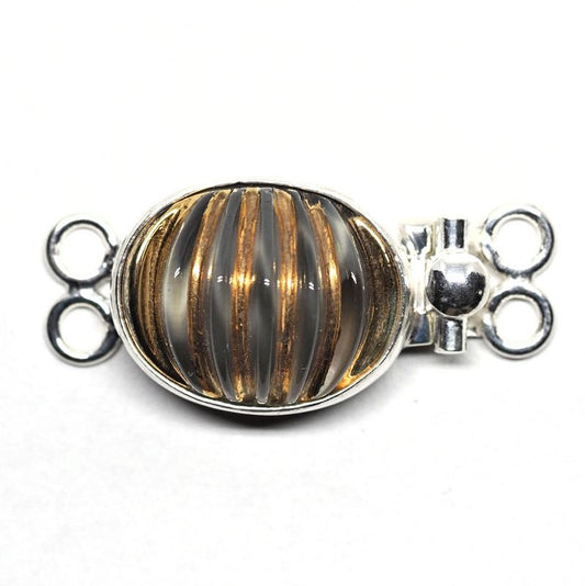 Blue fluted glass clasp