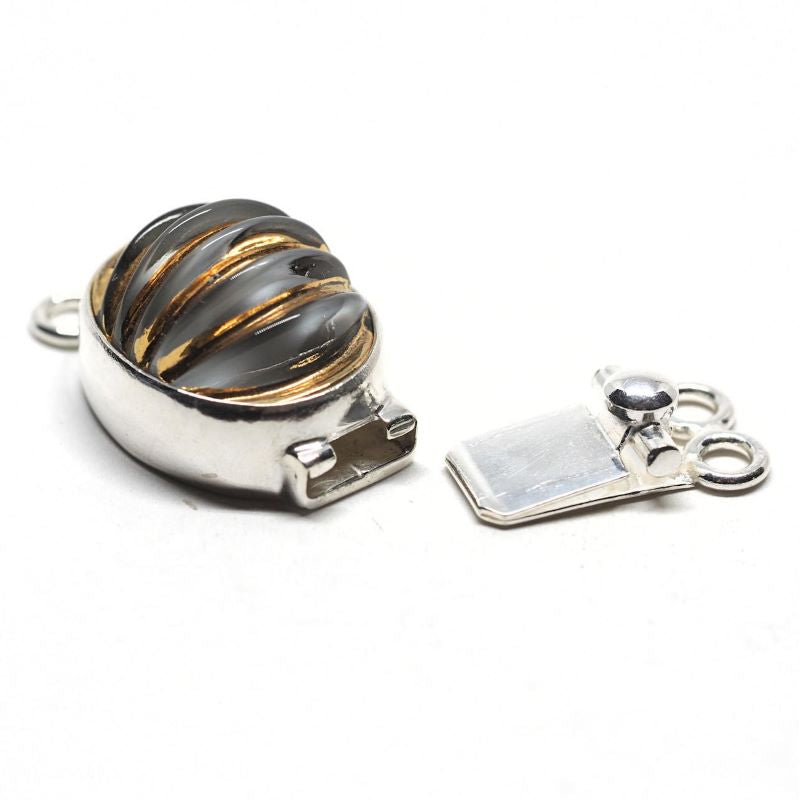 Blue fluted glass clasp