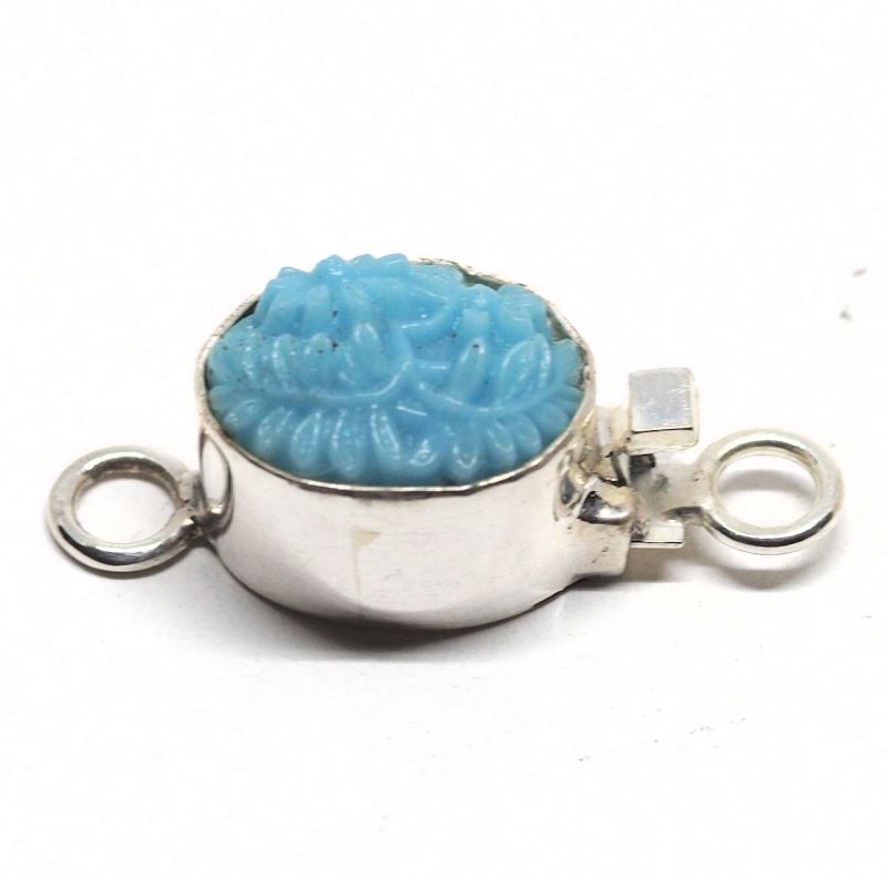 Oval turquoise fern clasp