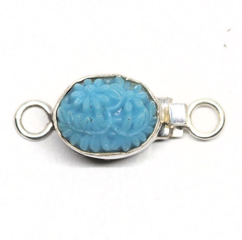 Oval turquoise fern clasp