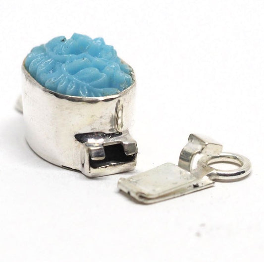 Oval turquoise fern clasp