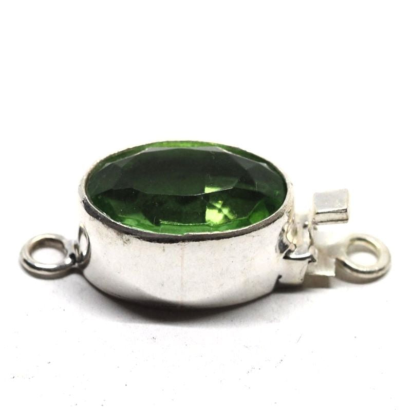 Green crystal sterling silver box clasp