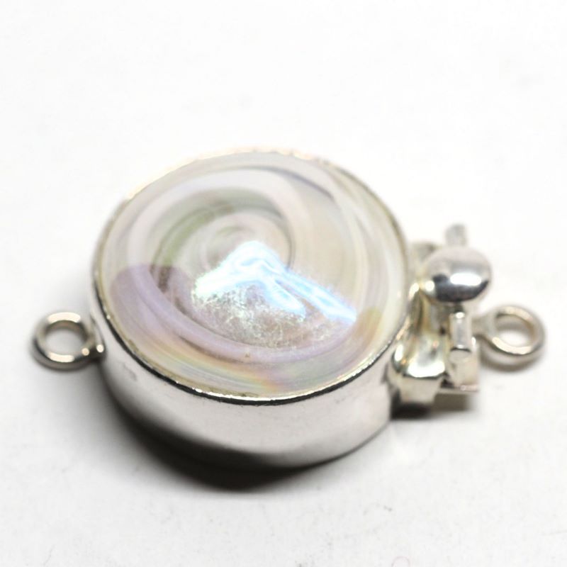 Opalescent white swirl clasp