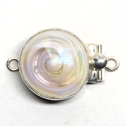 Opalescent white swirl clasp