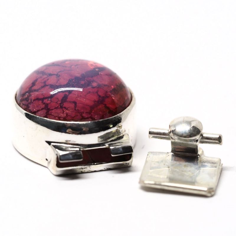 Pink foil-lined clasp