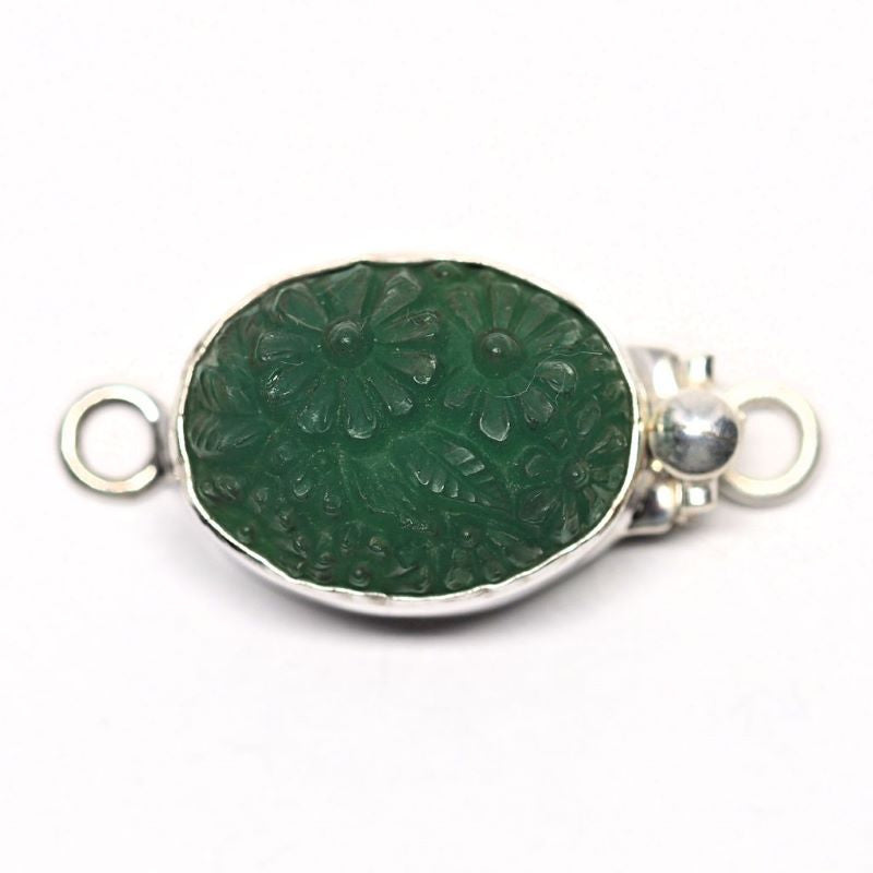 Green Czech flower clasp
