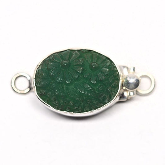 Green Czech flower clasp
