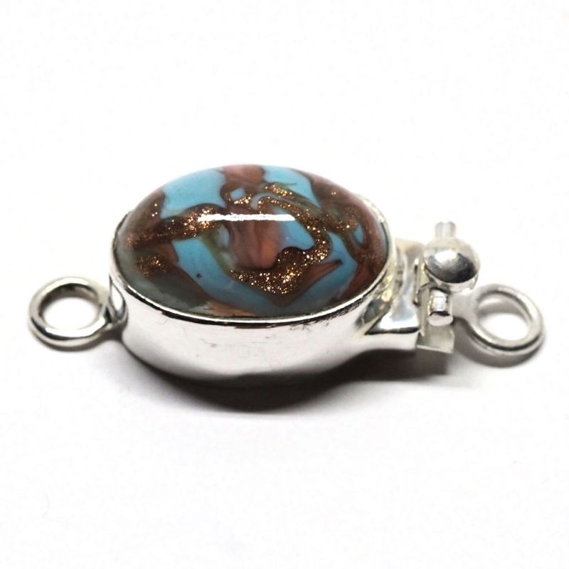Oval blue swirl clasp