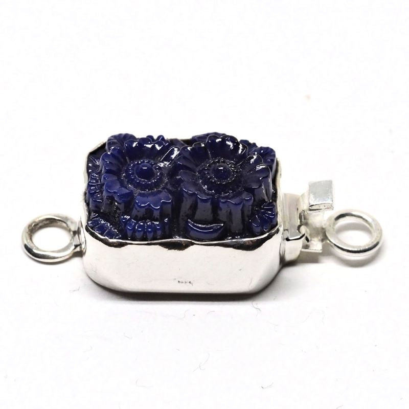 Dark blue pressed flower clasp