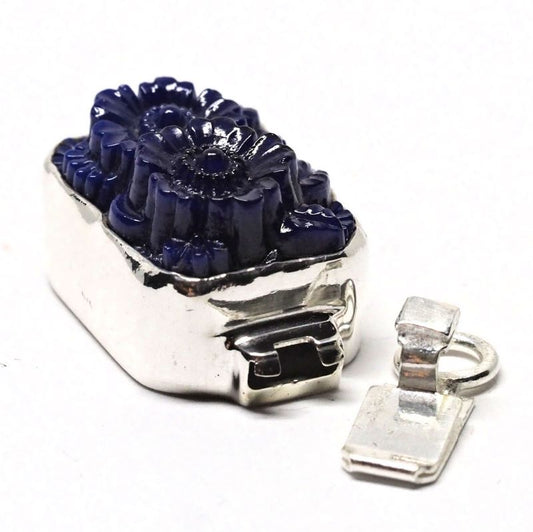 Dark blue pressed flower clasp