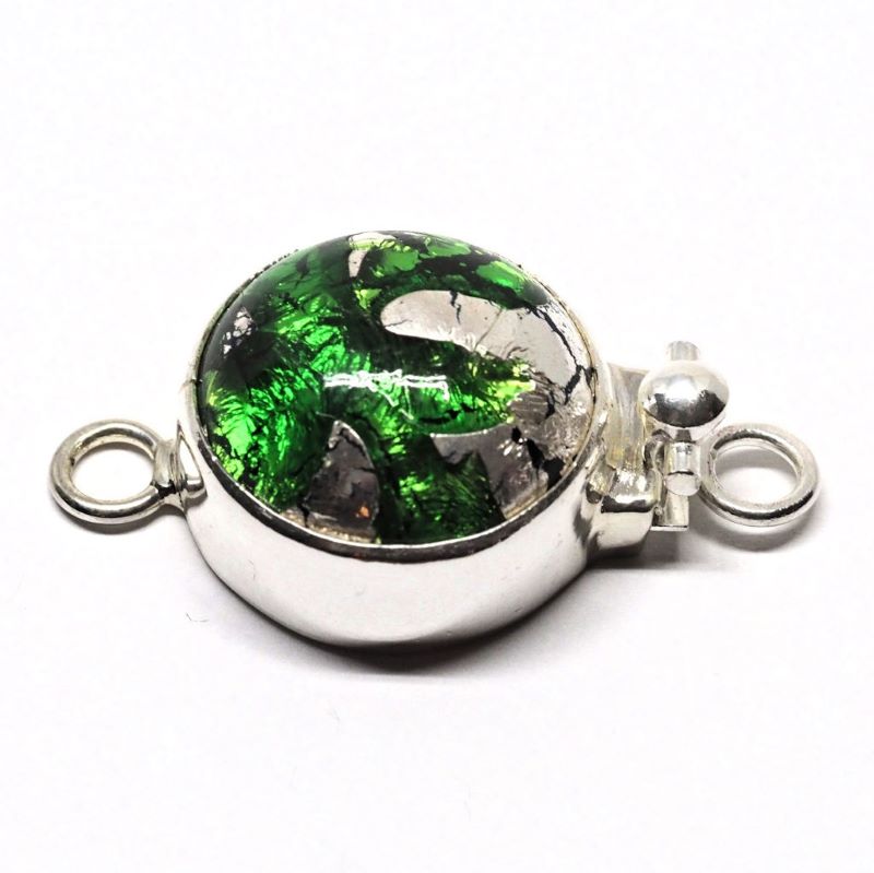 Emerald and silver clasp