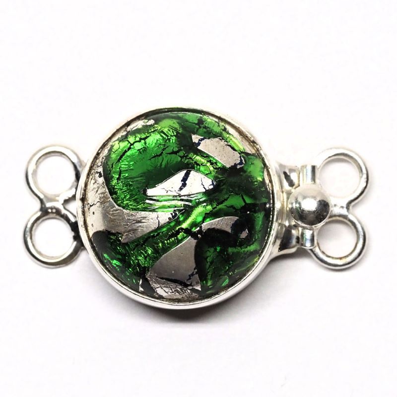 Emerald and silver clasp