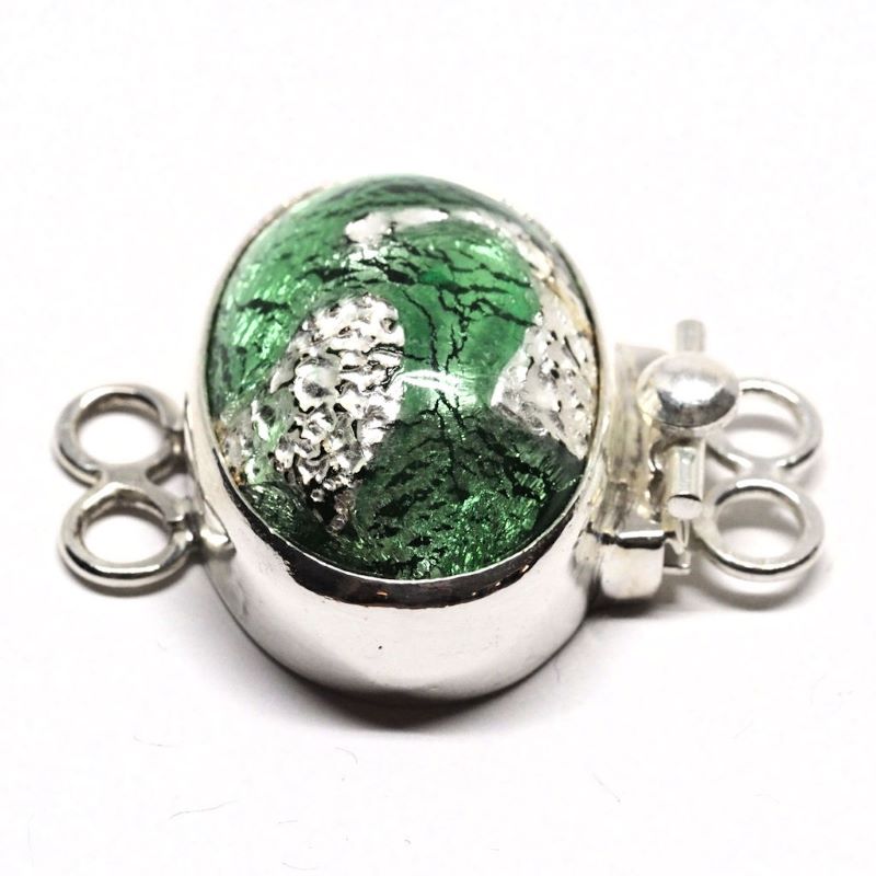 Emerald silver foil bracelet clasp