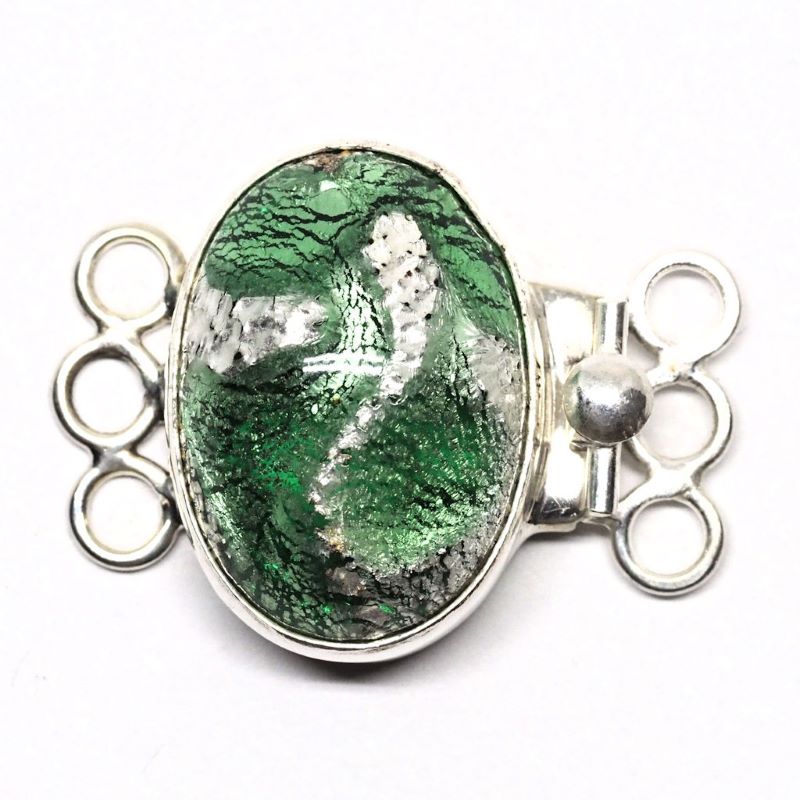 Emerald silver foil bracelet clasp