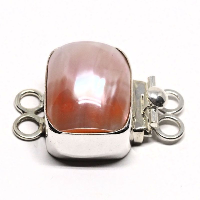Rectangular pink pearl bracelet clasp