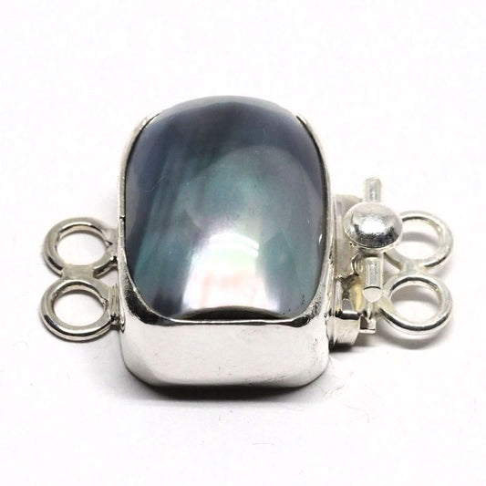 Rectangular gray pearl bracelet clasp