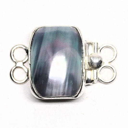 Rectangular gray pearl bracelet clasp
