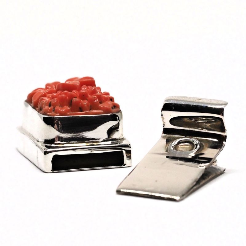 Rectangular coral floral box clasp