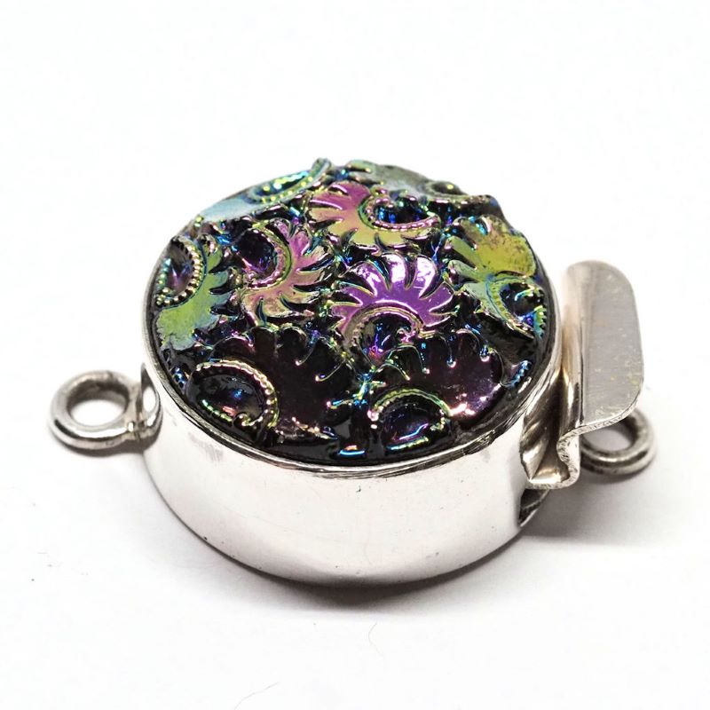 Rainbow purple gold round flower clasp