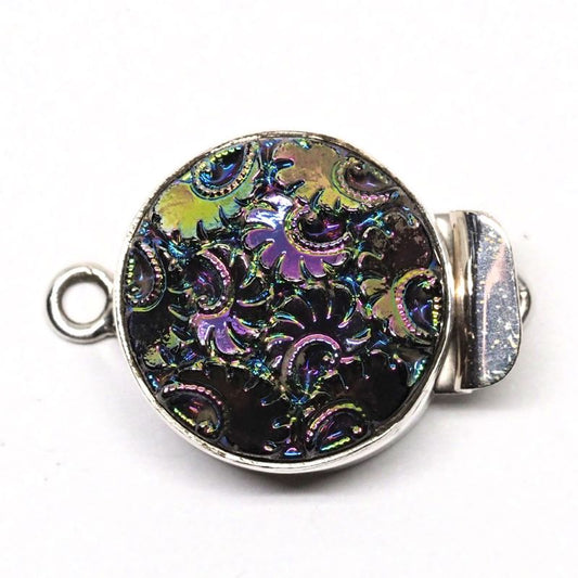 Rainbow purple gold round flower clasp