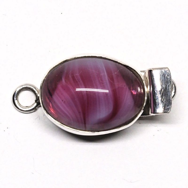 Candy pink oval swirl clasp