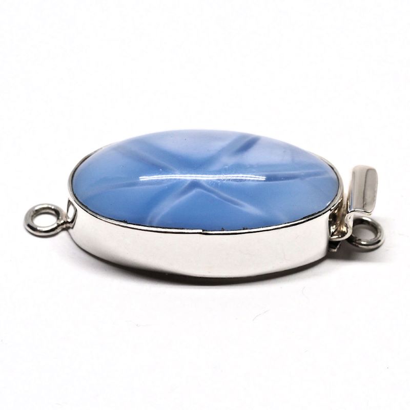Light blue glass oval star clasp