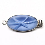 Light blue glass oval star clasp