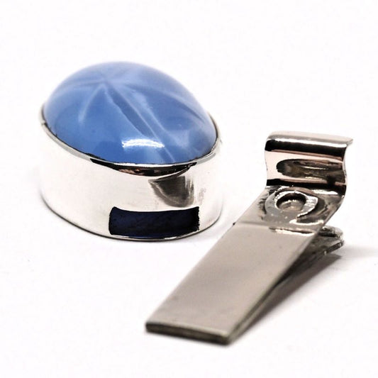Light blue glass oval star clasp