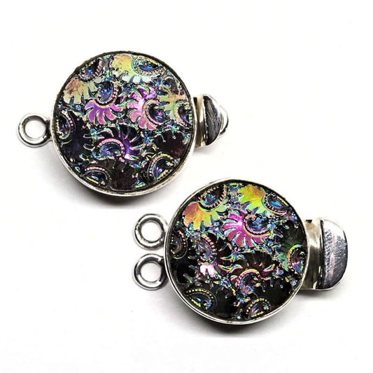Rainbow purple gold round flower clasp