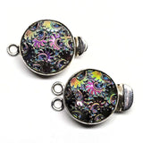 Rainbow purple gold round flower clasp