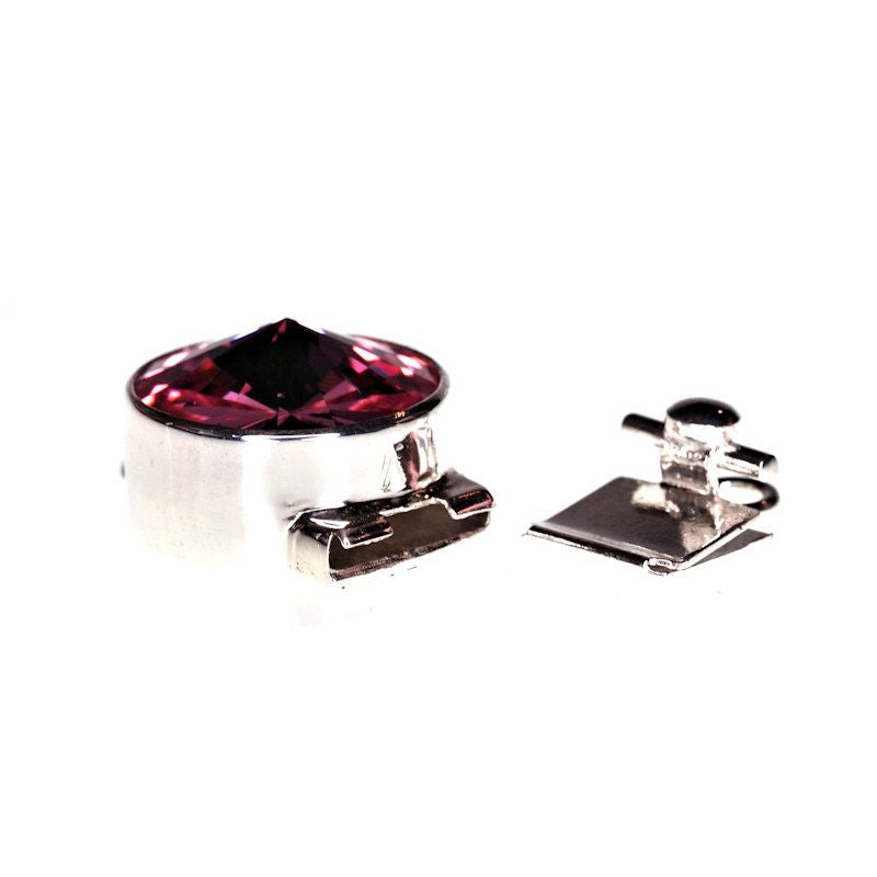 Round Swarovski rose rivoli clasp