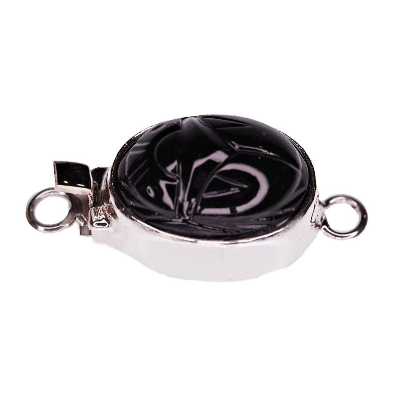 Black glass scarab clasp