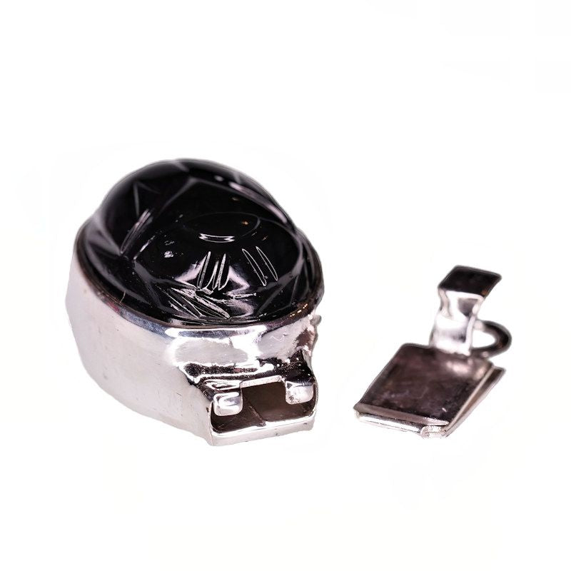Black glass scarab clasp