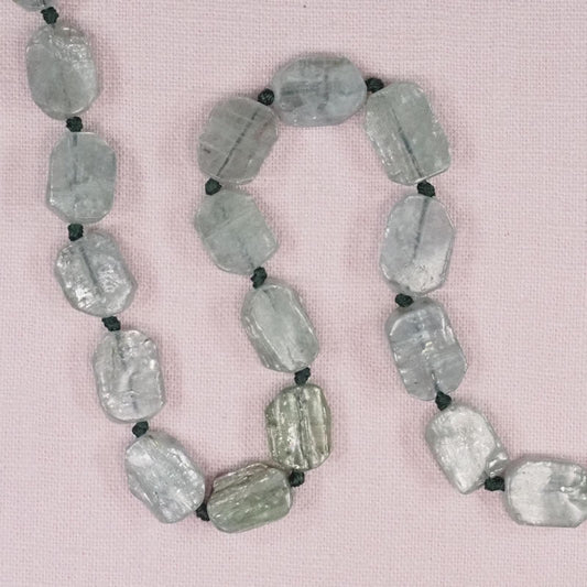 12 mm to 14 mm by 18 mm irregular octagonal green kyanite beads