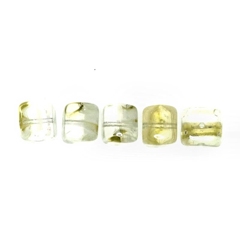 Yellow swirl square beads