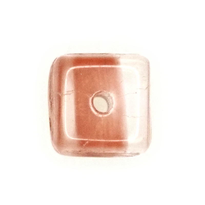 Carnelian colored glass square beads