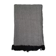 Black and white hand-loomed cotton blanket