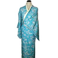 Light blue flower and leaf kimono